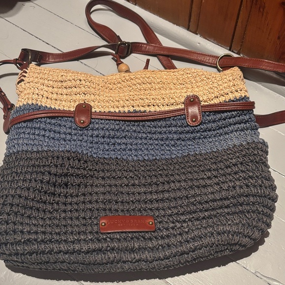Lucky Brand Handbags - Lucky Brand Tan, Blue, and Gray Crossbody Bag
